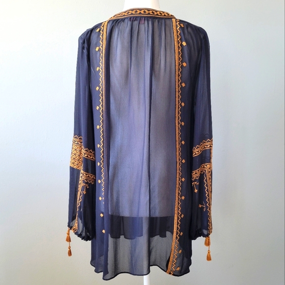 Calypso St Barth Tunic | Navy with Gold Accents - Picture 3 of 8